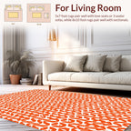 Orange White Intricate Geometric Pattern Rug