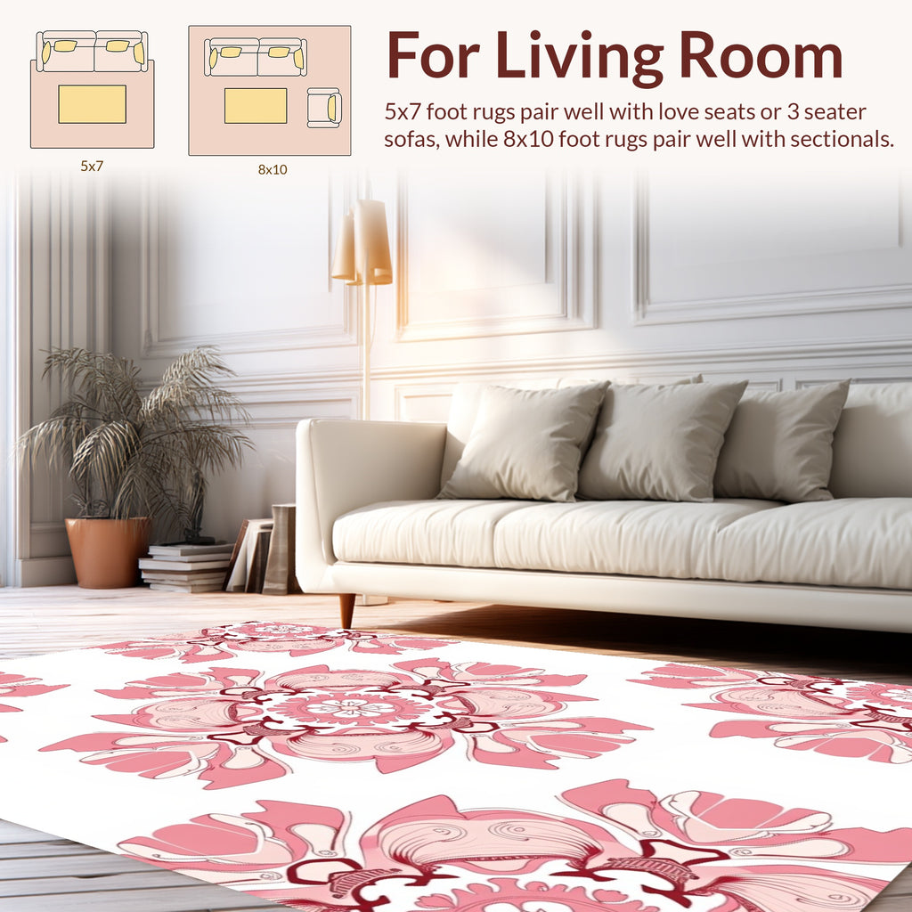 Pink Floral Mandala Pattern Rug