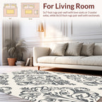 Classic Grey Damask Floral Pattern Rug