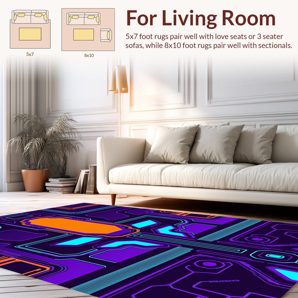 Future Circuit Board Geometric Rug