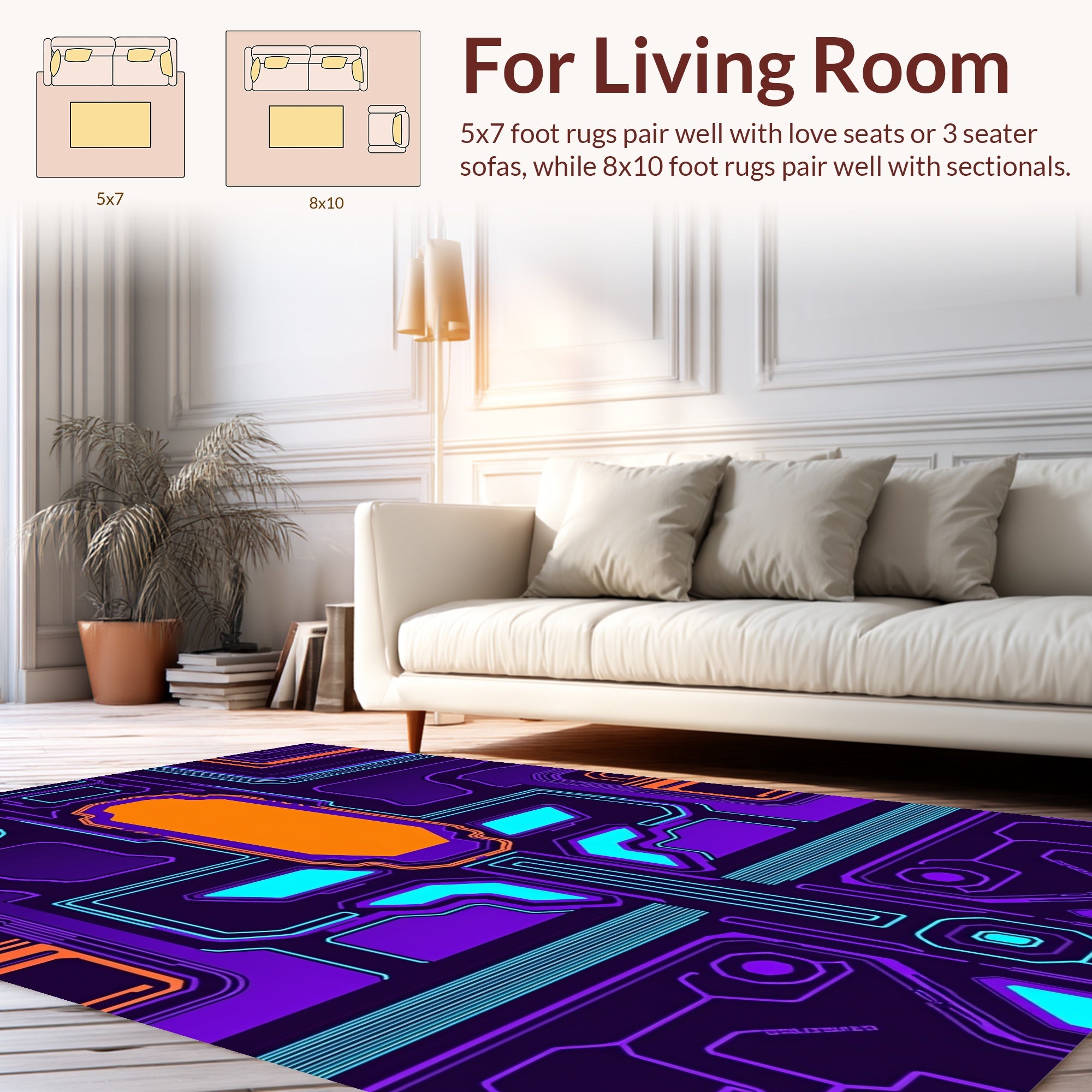 Future Circuit Board Geometric Rug