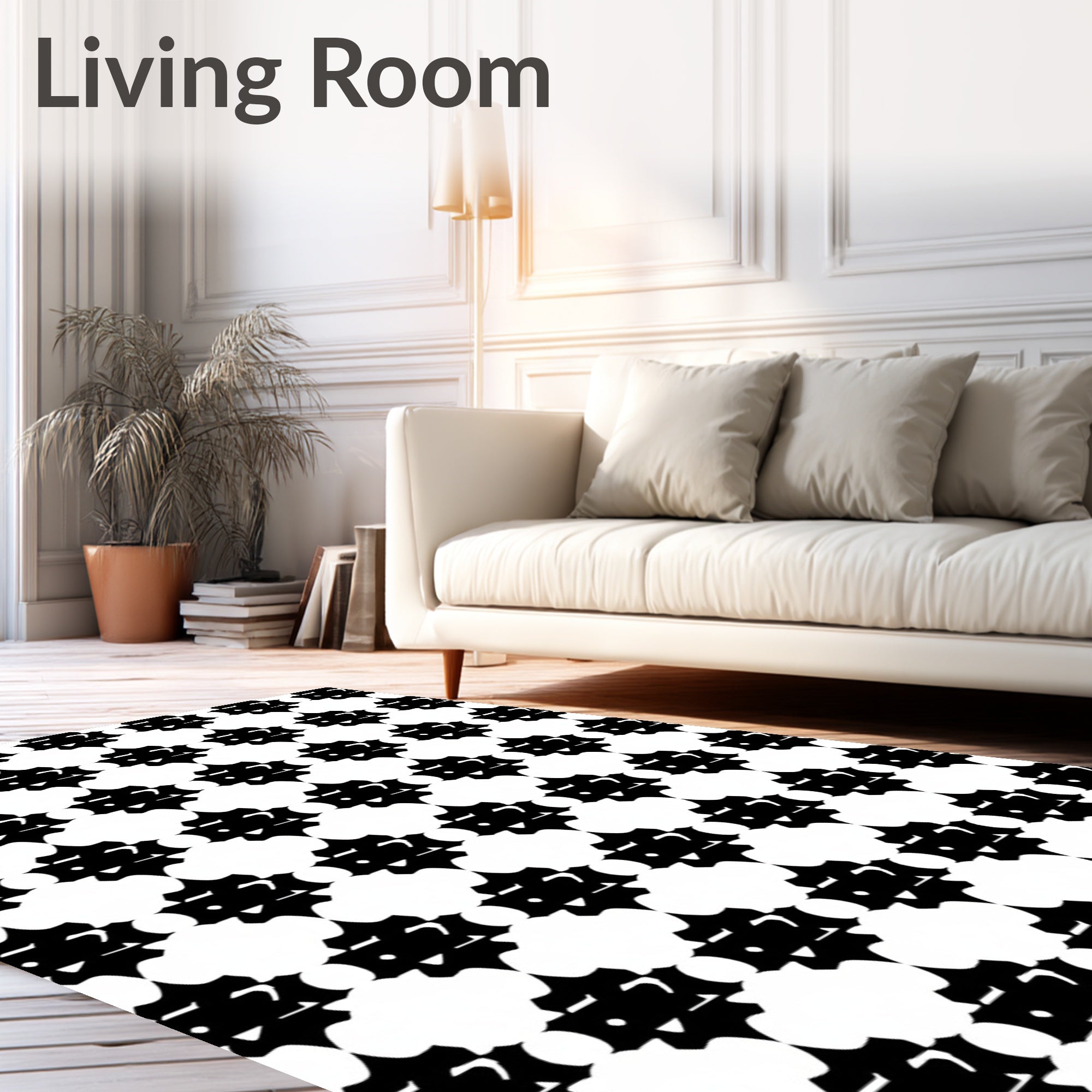 Black And White Star Pattern Design Rug