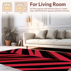 Bold Red Black Striped Design Rug