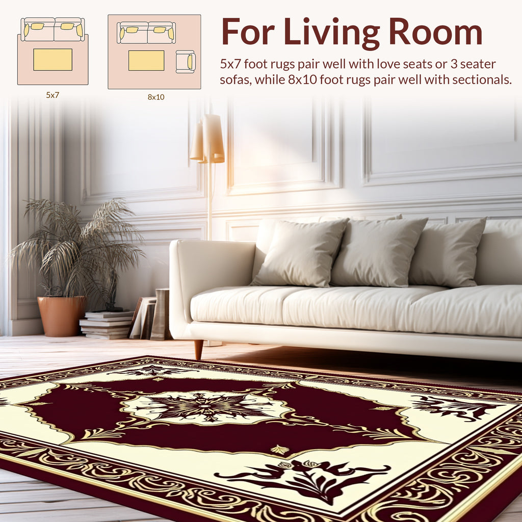 Regal Burgundy Gold Medallion Rug