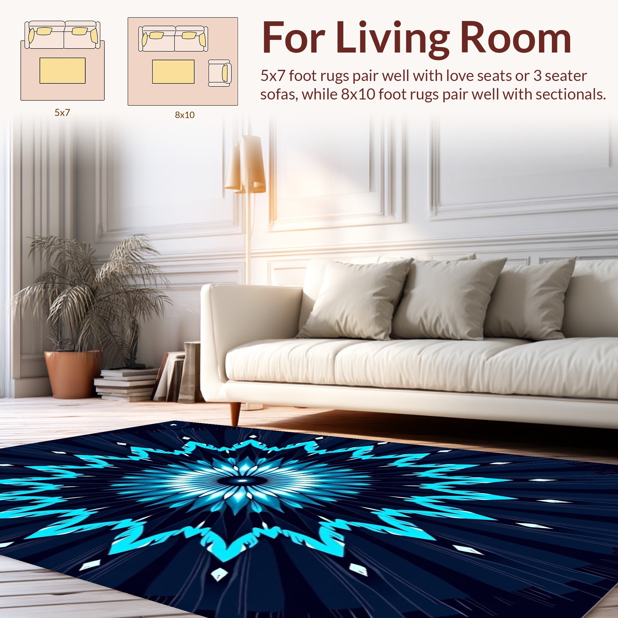 Radiant Sunburst Geometric Pattern Rug