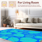 Blue Teal Leaf Pattern Rug