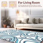 Bold Blue Swirl Wave Pattern Rug