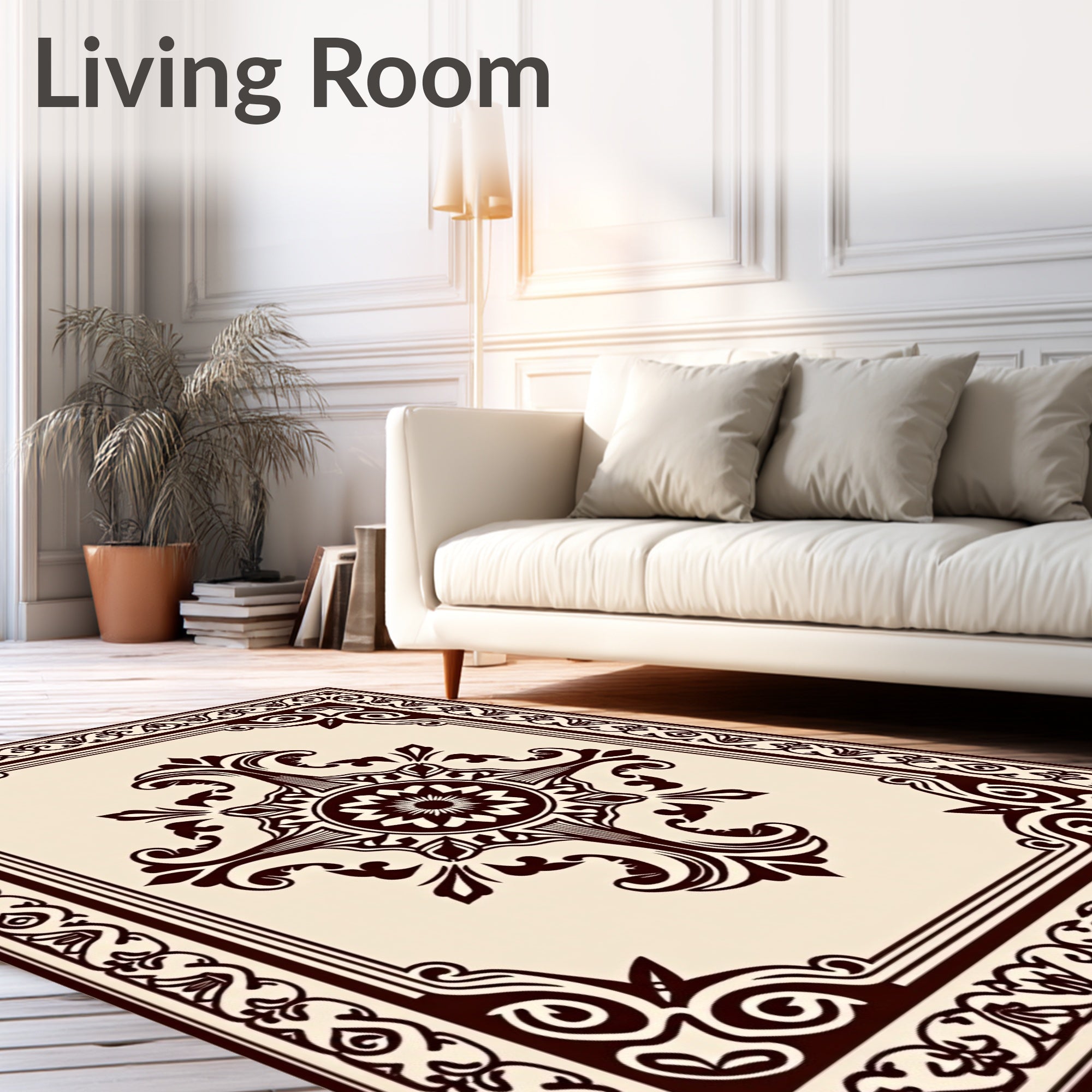 Ornate Mandala Scrollwork Style Rug