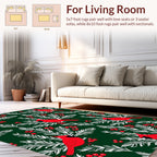 Cardinal Birds Red Berries Pattern Rug