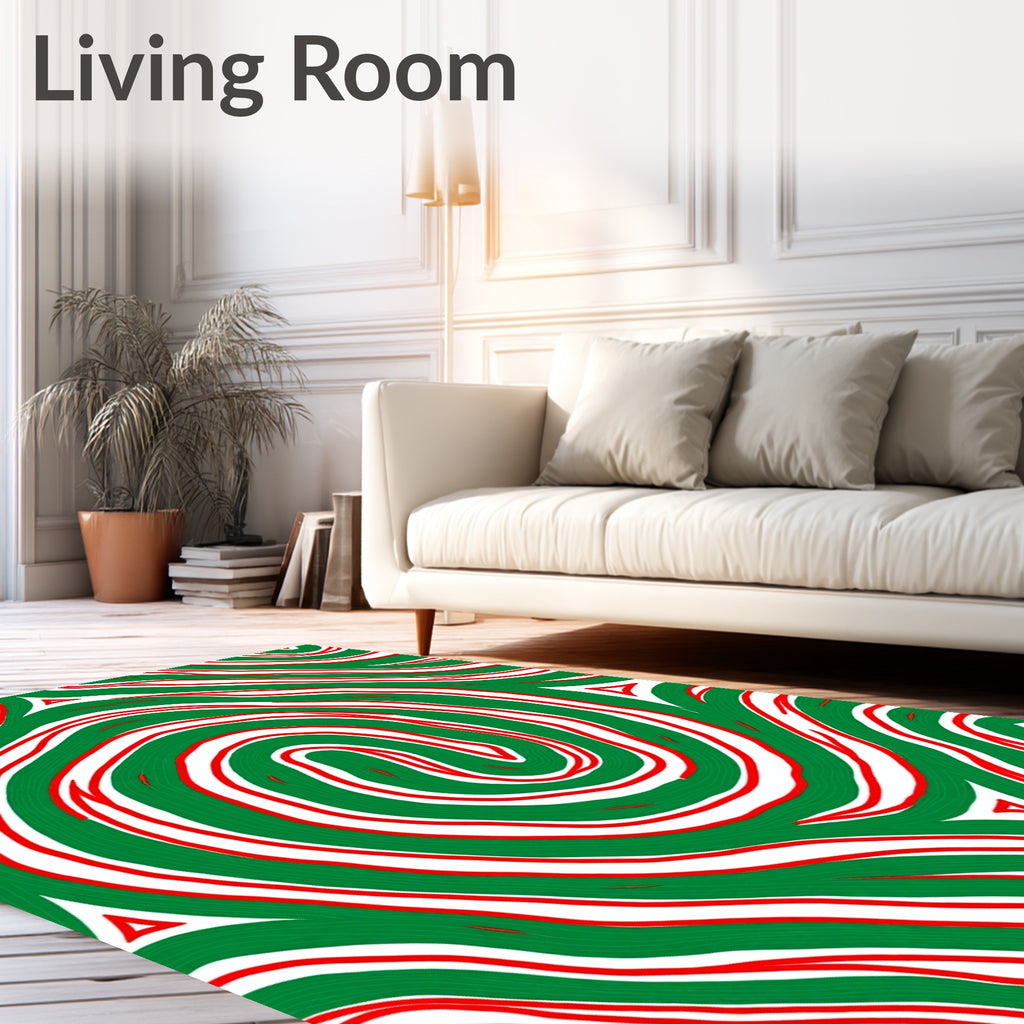 Crimson Green Swirls Rug