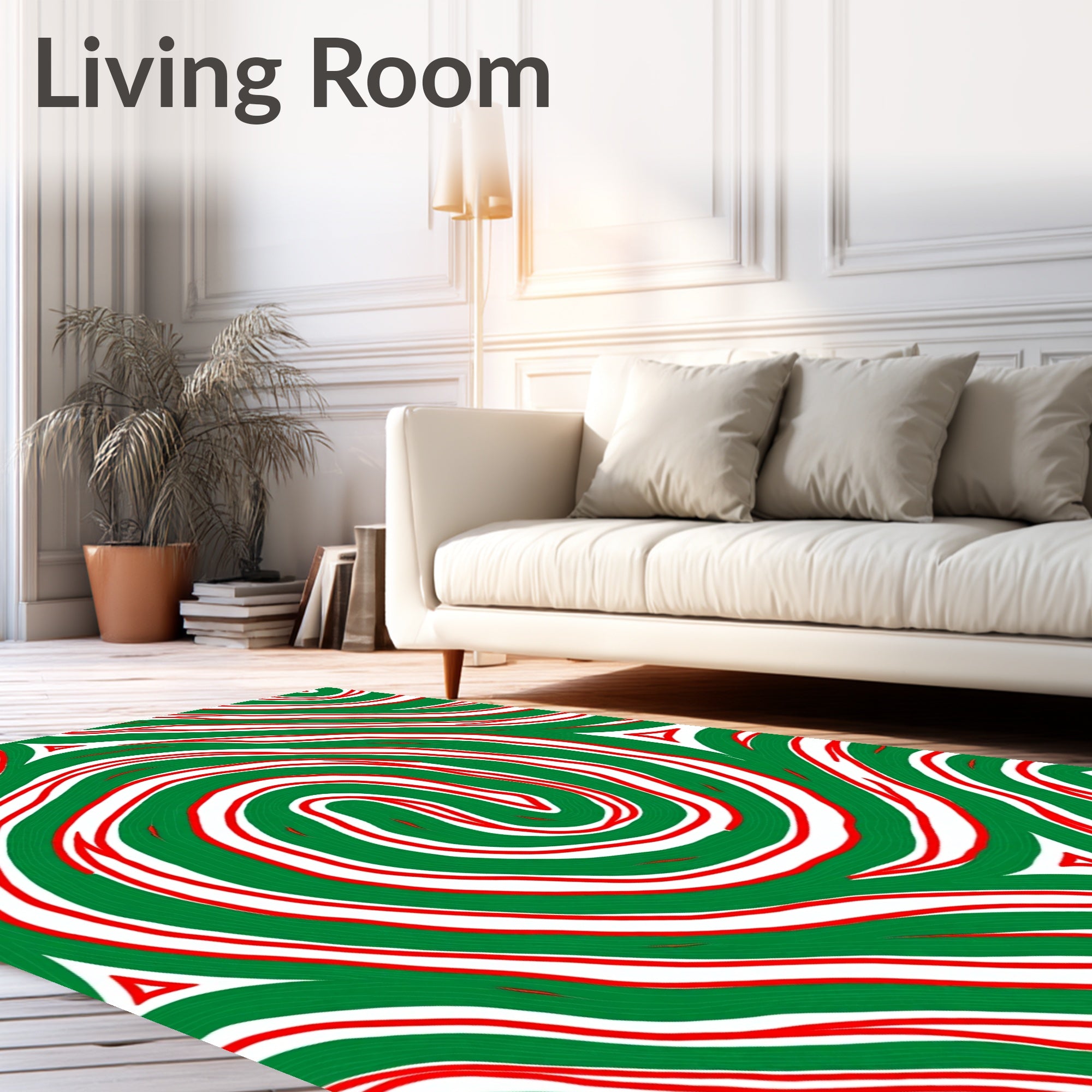 Crimson Green Swirls Rug