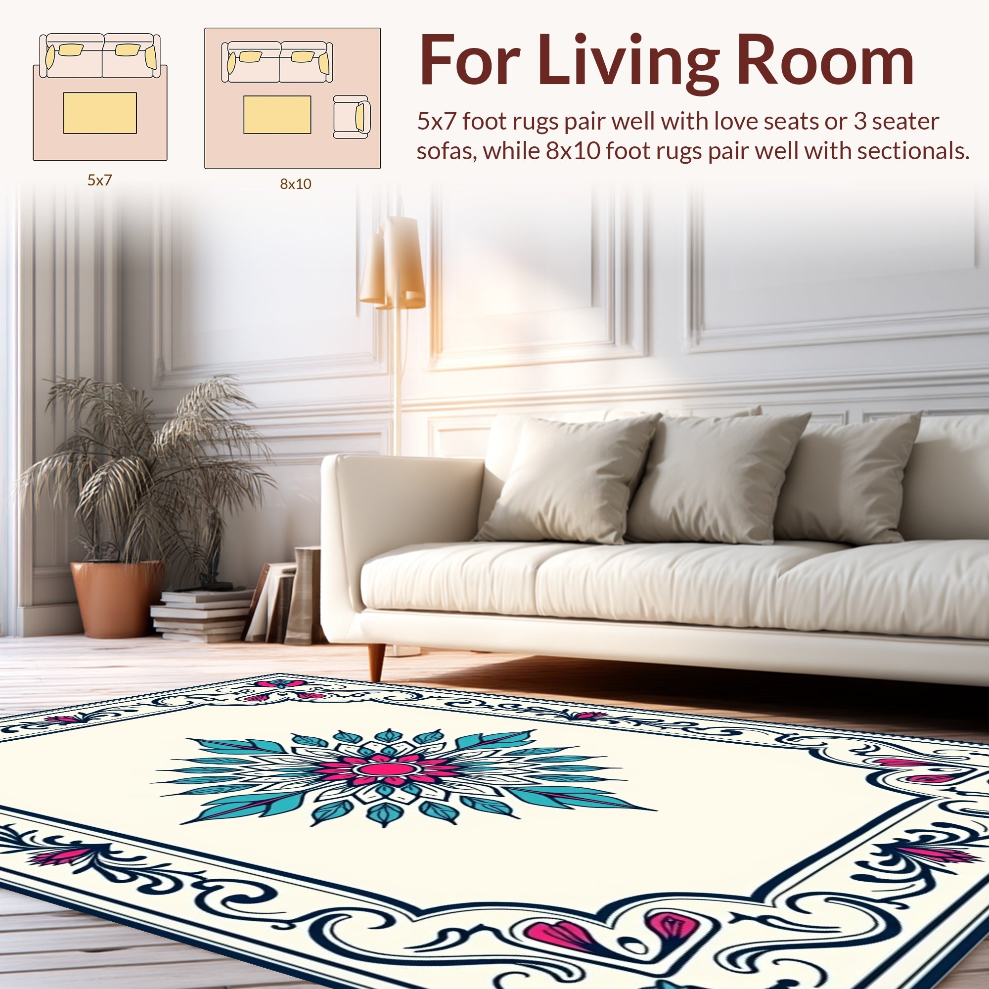 Floral Frame Medallion Design Rug