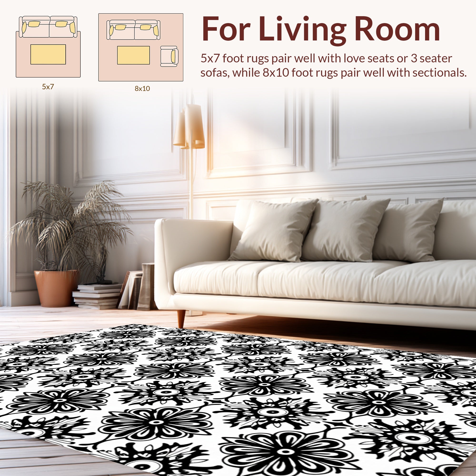Ornate Floral Patterned Design Rug