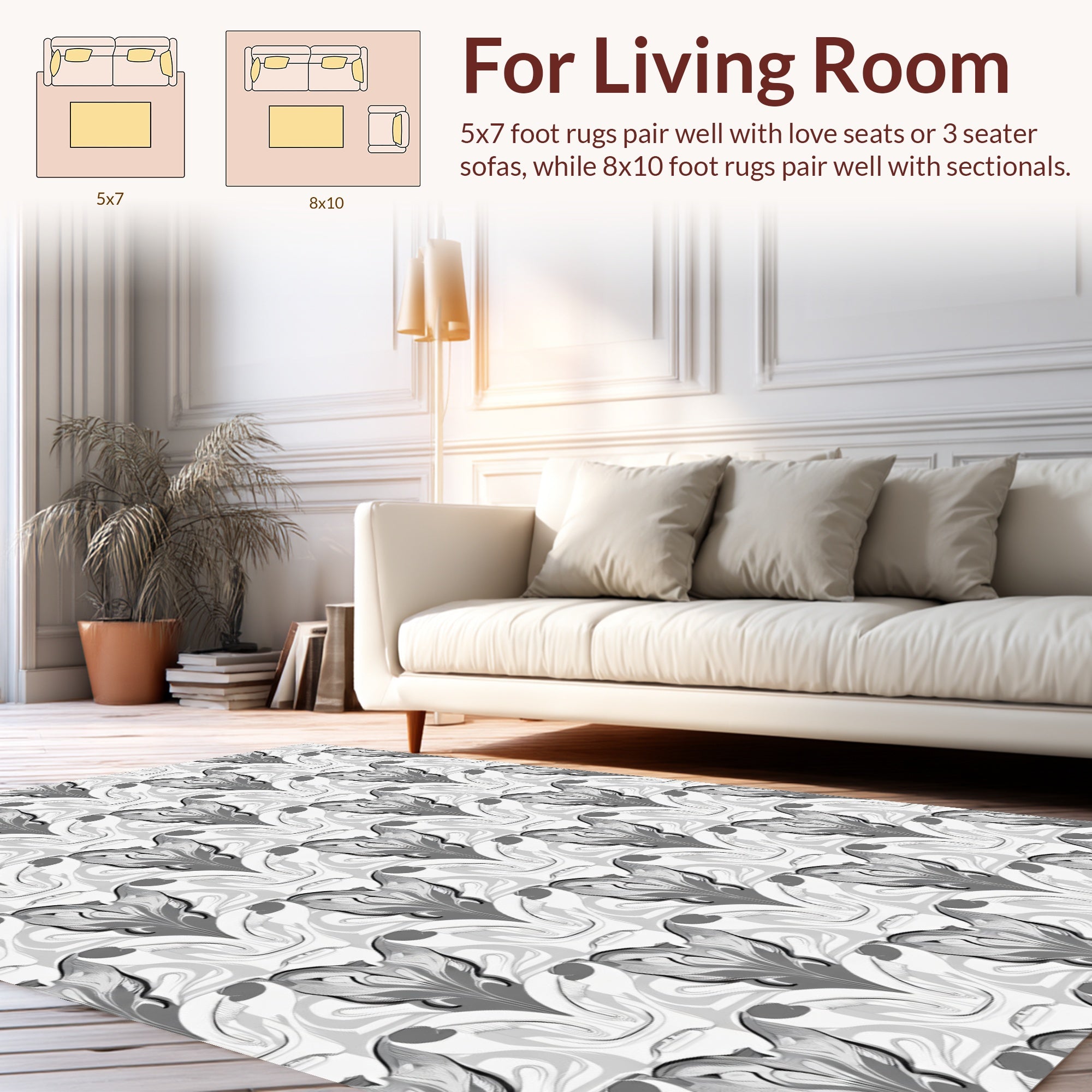 Art Nouveau Floral Swirl Pattern Rug
