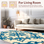 Ornate Teal Floral Motif Rug