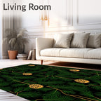 Golden Ornaments Emerald Pine Branches Rug
