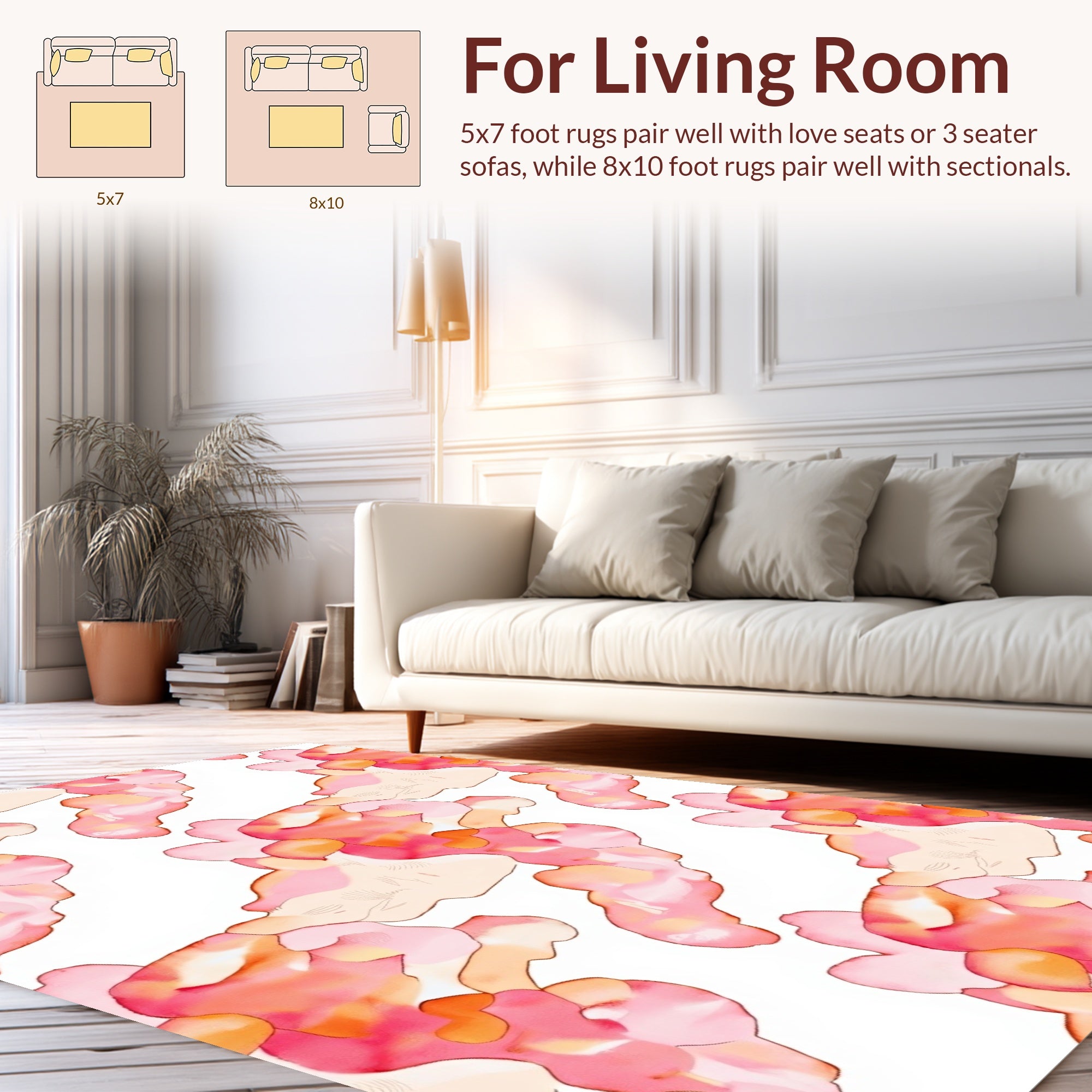 Organic Pink Orange Cloud Pattern Rug