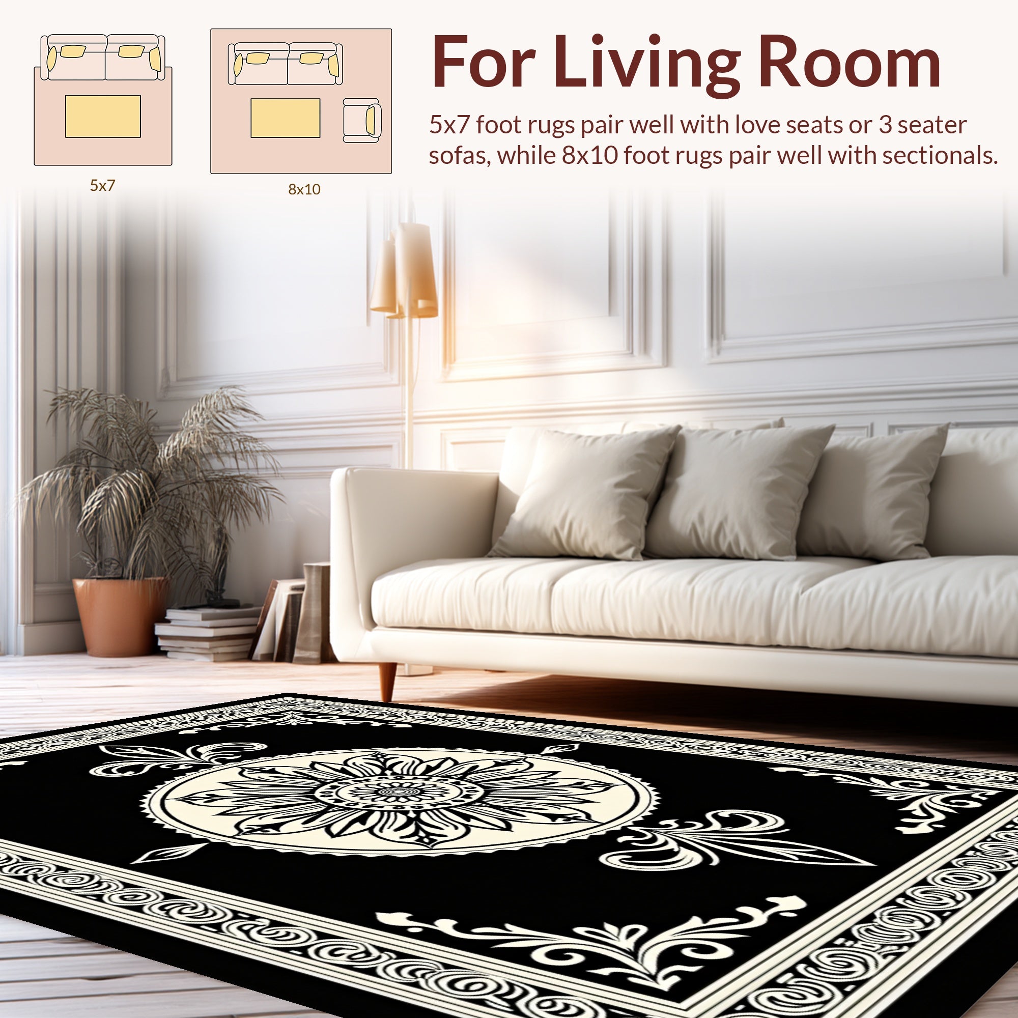 Ornate Floral Inlay Design Rug