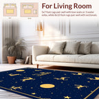 Golden Reindeer Sleigh Night Sky Pattern Rug