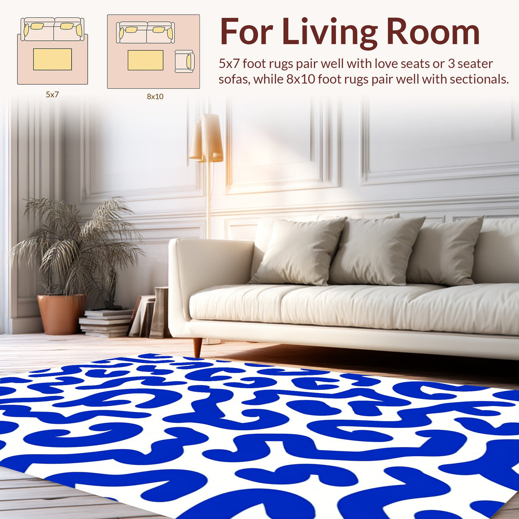 Bold Blue Swirl Abstract Pattern Rug