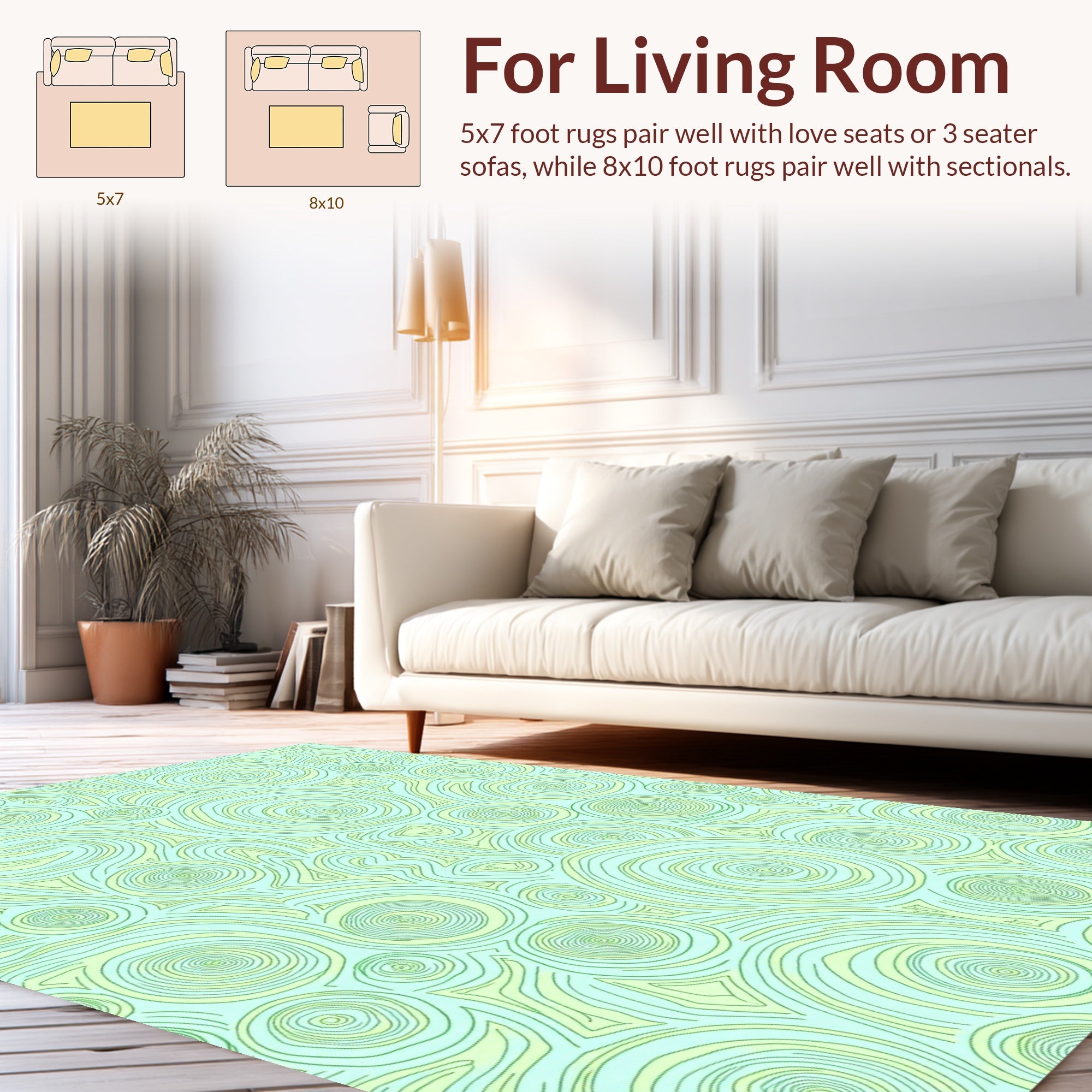Abstract Swirls Shapes Pastel Design Rug