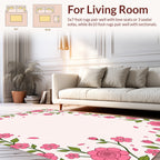 Floral Vine Blooming Pink Flowers Rug