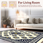 Elegant Yellow Teal Black Floral Design Rug