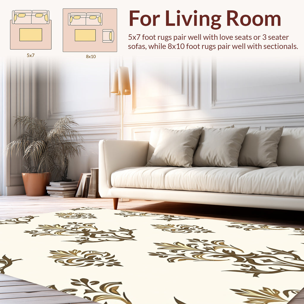 Classic Damask Floral Inspired Design Rug