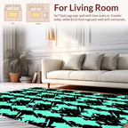 Abstract Black Teal Geometric Pattern Rug