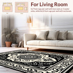 Intricate Floral Mandala Black Cream Rug
