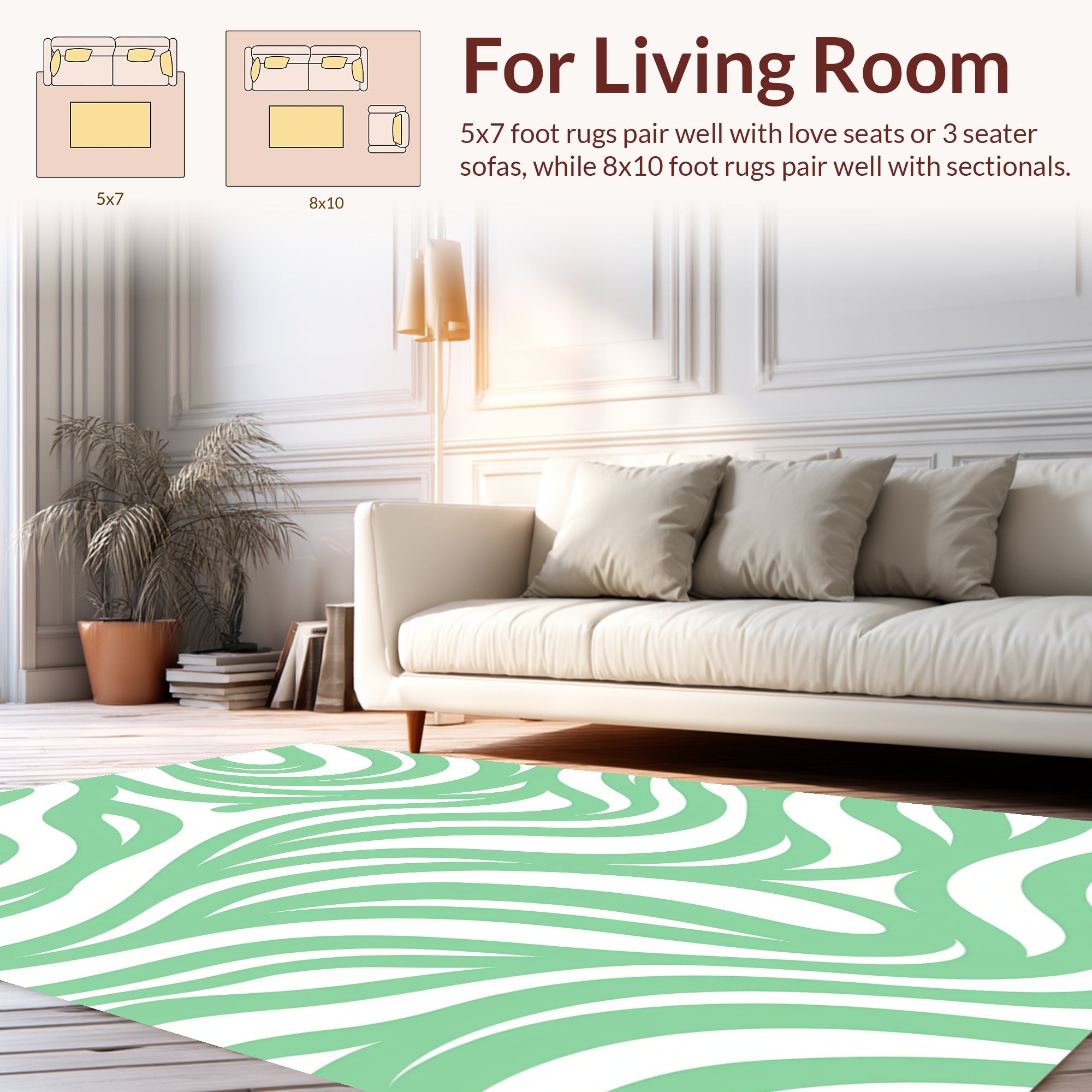 Abstract Mint Green Swirls Pattern Rug