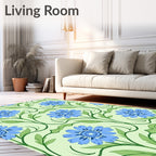 Art Nouveau Blue Floral Vines Rug