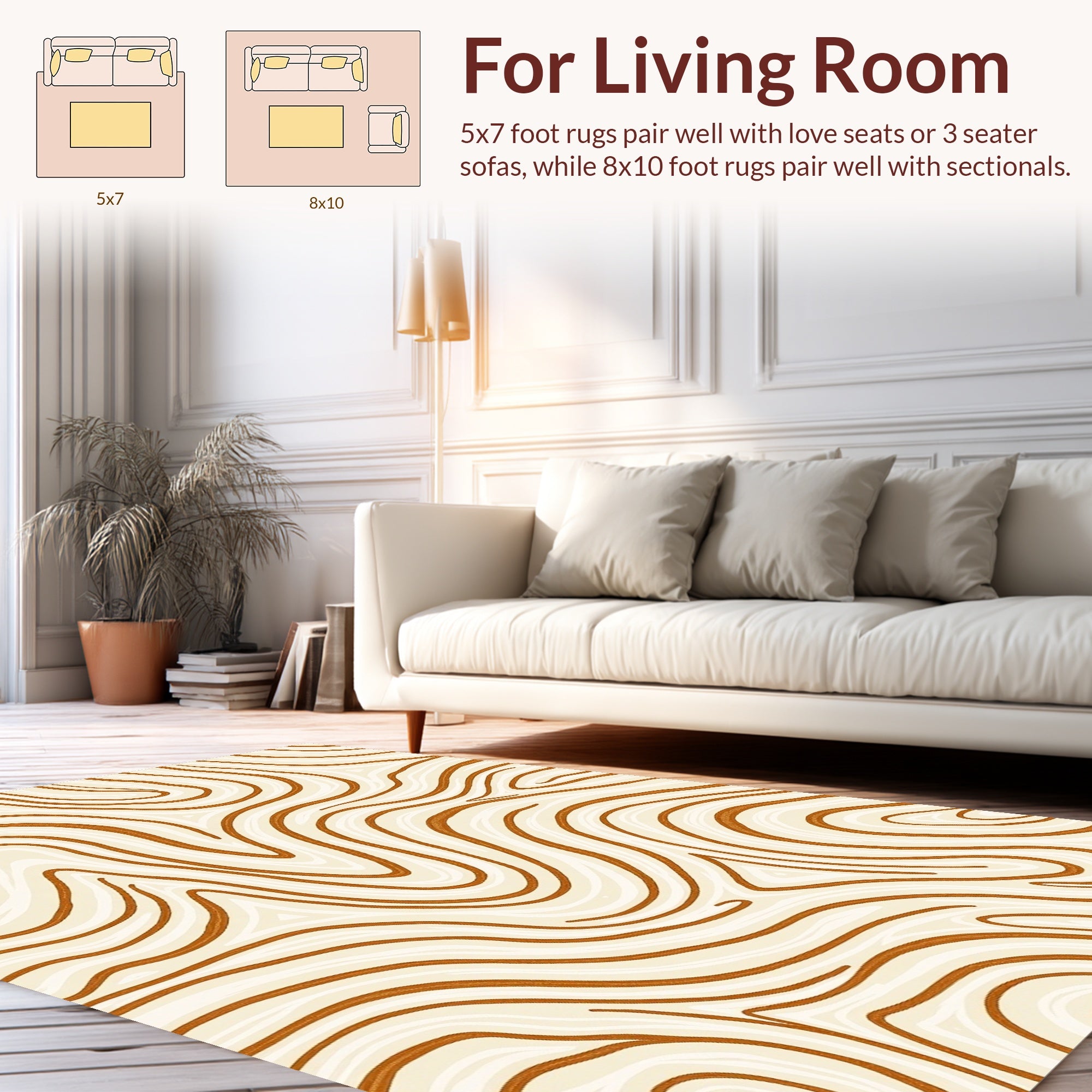 Natural Wood Grain Swirl Pattern Rug