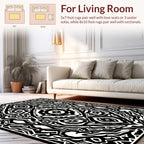 Bold Black White Abstract Design Rug