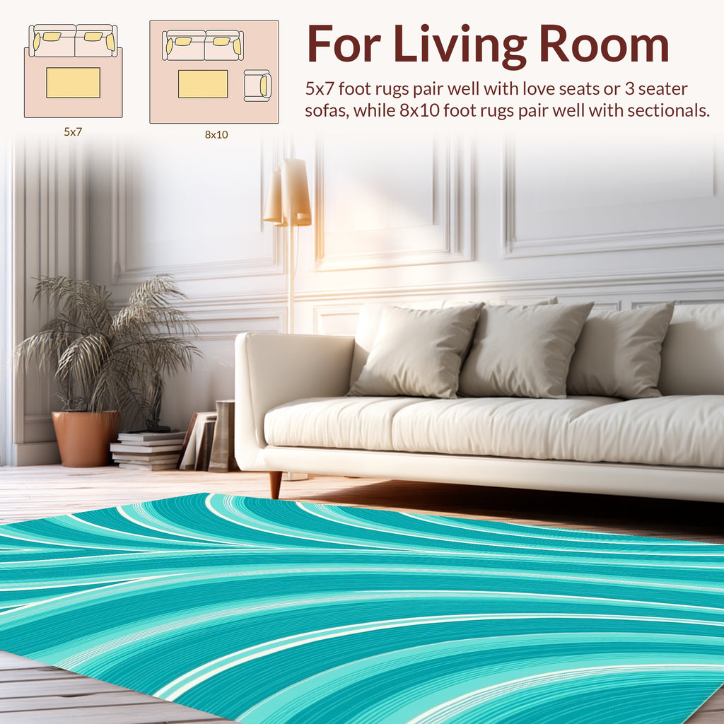 Oceanic Wavy Abstract Pattern Rug