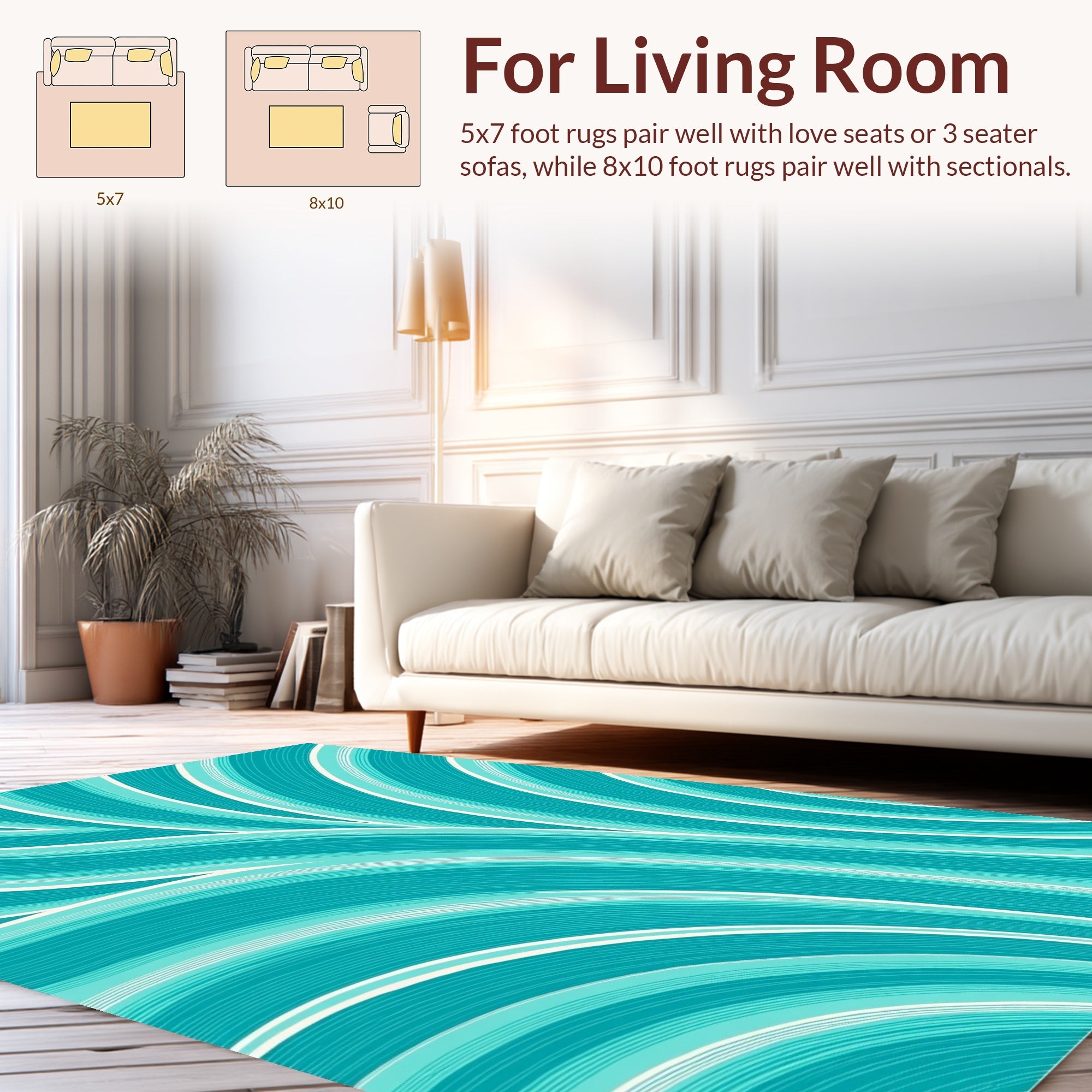 Oceanic Wavy Abstract Pattern Rug