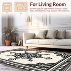 Black and White Floral Mandala Rug
