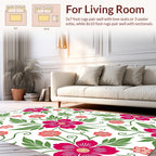 Whimsical Pink Floral Vine Pattern Rug
