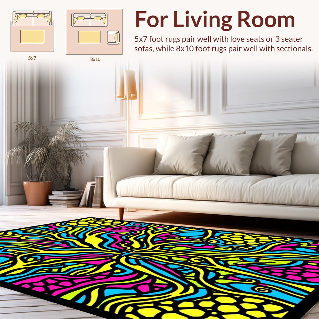Abstract Neural Vine Pattern Rug
