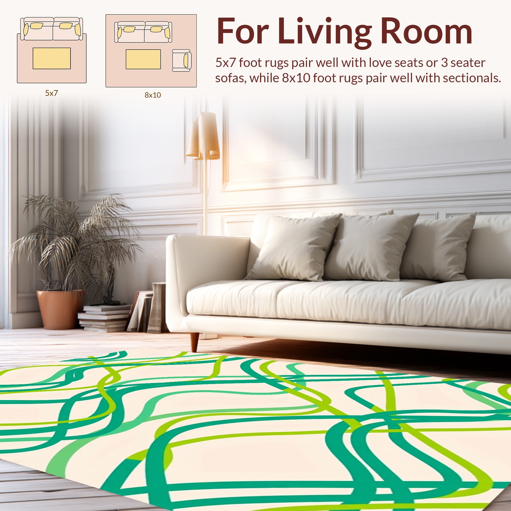 Abstract Swirls Green Teal Rug