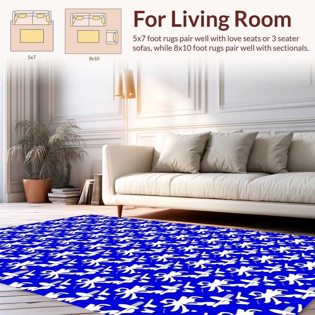 Bold Abstract Character Blue Design Rug