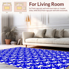 Bold Abstract Character Blue Design Rug