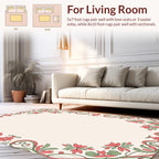 Red Green Floral Vine Border Rug