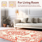Coral Victorian Floral Art Nouveau Pattern Rug