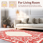 Ornate Red Floral Arch Design Rug