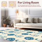 Blue Floral Art Nouveau Pattern Rug