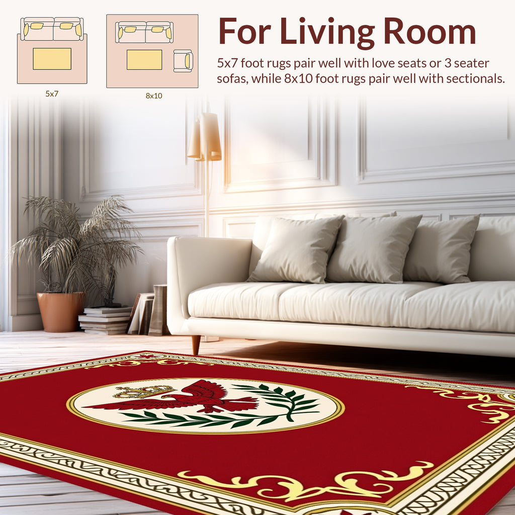 Regal Red Eagle Laurel Crown Rug
