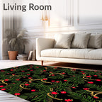 Vibrant Red Berry Evergreen Garland Rug