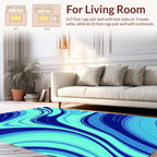 Aqua Blue Swirl Abstract Design Rug