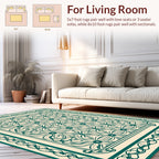 Elegant Teal Floral Pattern Rug